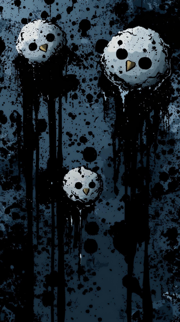 Bild melting snowmen with a dark abstract background