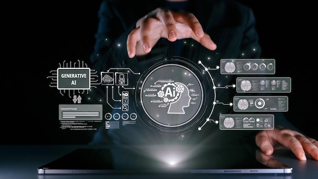 Menneskelig interaktion med AI kunstig intelligens hjerne generativ AI UUID