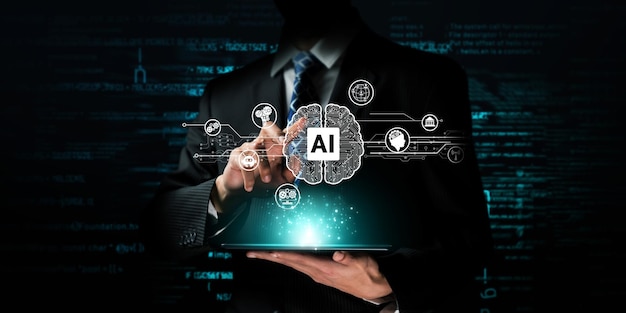 Menneskelig interaktion med AI, kunstig intelligens's hjerne bearbejder generativ AI FaaS