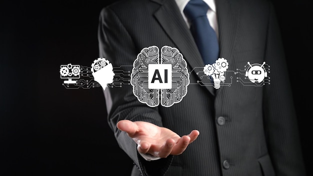 Menneskelig interaktion med AI, kunstig intelligens's hjerne bearbejder generativ AI FaaS