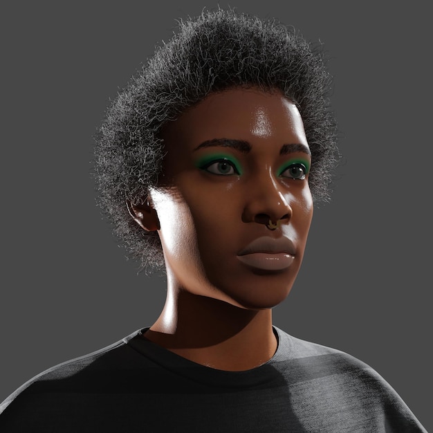 meta african woman with green eye shadow