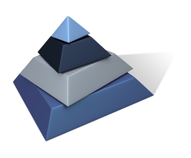 Metalic Paint Pyramid - 3D Rendering. Isoleret på hvid.