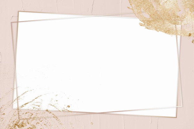 Metallic border frame png on pastel pink background