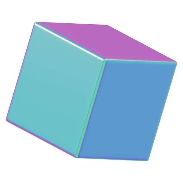 Metallic cube png 3D geometric shape transparent background