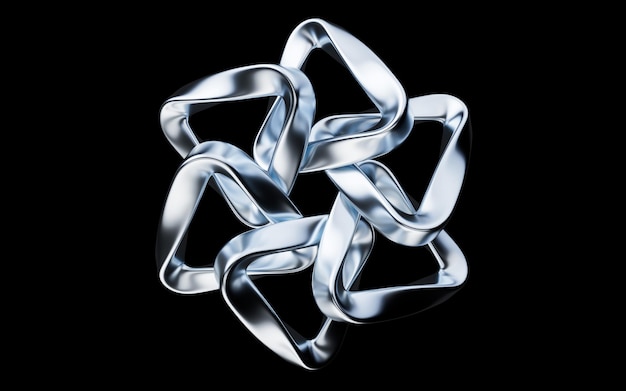 Metallic curve geometry background 3d rendering Digital drawing
