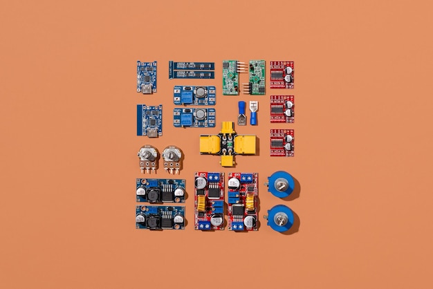 Microcontrollers boards sensors leds and modules for learning the basics of electronics