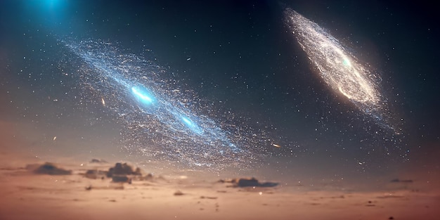 Milkyway-tåge og galakser i rummet 3D
