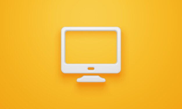 Minimal monitor symbol on yellow background 3d rendering