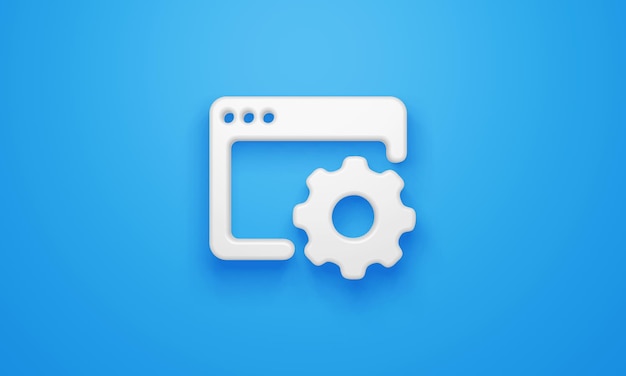 minimal settings window symbol on blue background 3d rendering