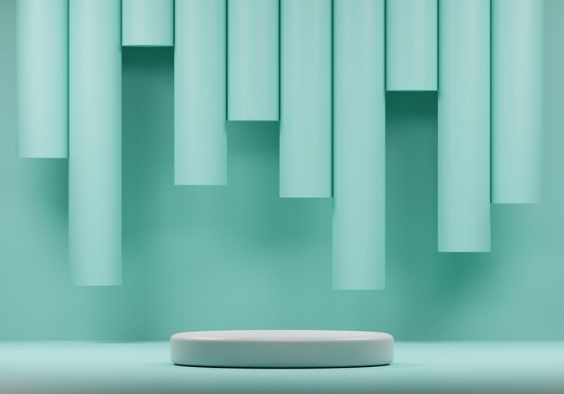 minimal white round podium backdrop Pastel minimal mockup product display 3D Abstract geometric