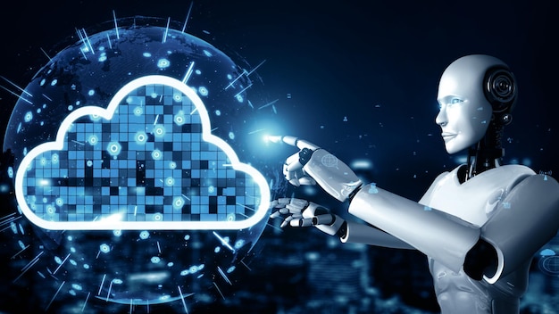 Mlb ai robot huminoid uses cloud computing technology to store data on online server