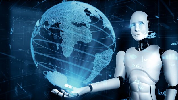 Mlb fremtidig finansiel teknologi styret af AI robot-humanoide bruger maskinlæring