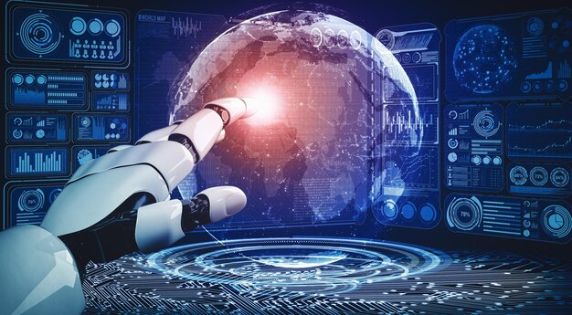 MLP framtida artificiell intelligens och maskininlärning för AI droid-robot eller cyborg