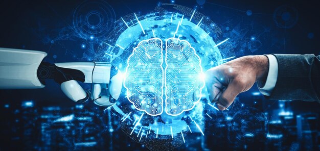 MLP framtida artificiell intelligens och maskininlärning för AI droid-robot eller cyborg