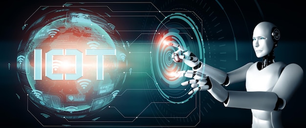 mlp internet connection controlled by ai robot and machine learning process