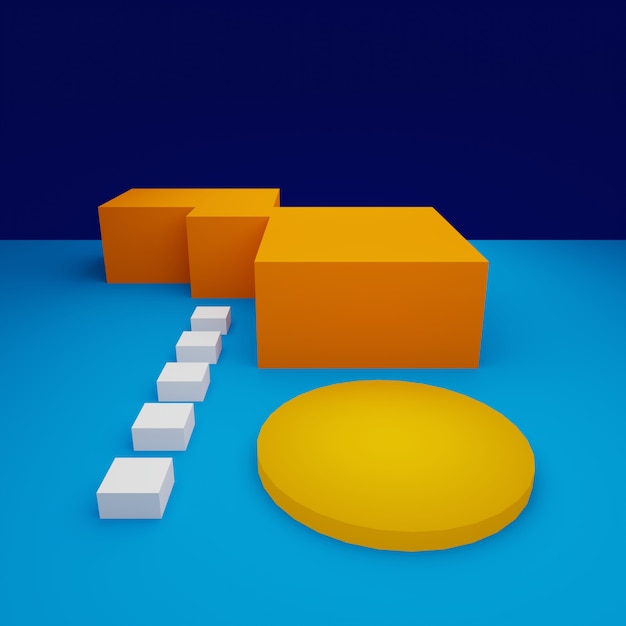 Mock up abstrakt farverigt tomt podie minimalt. 3d rendering