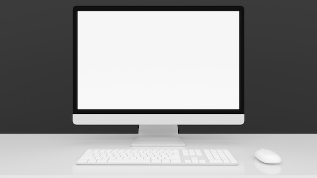 Mock up  monitor on black background,3d rendering