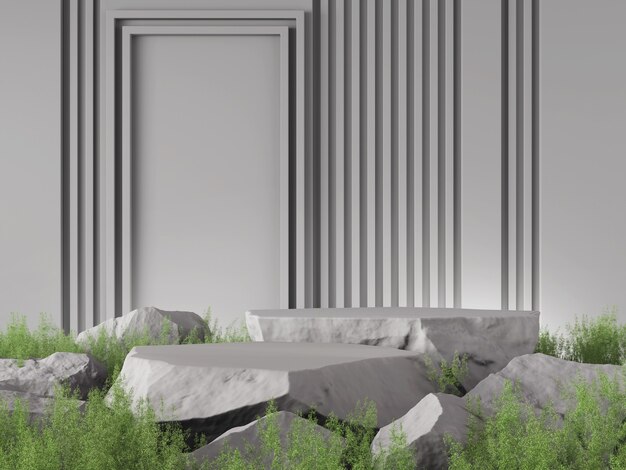 mockup 3d background grey stone color concept 3D rendering