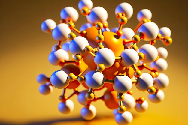 model of chemical structure molecule closeup of spheres and compounds