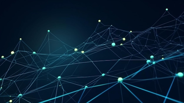 modern abstract network science connection technology gold line premium dot and graphic design on hi tech future blue background network