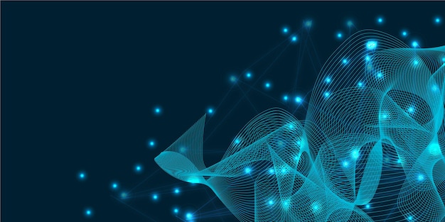 Modern gradient blue flowing wave bannerlines Futuristic technology concept Vector illustration
