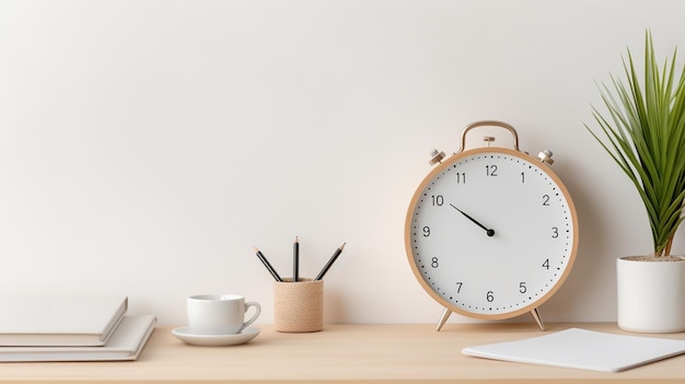 modern interior design with white background and clock