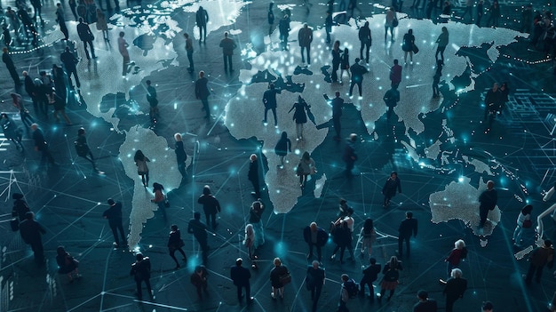 Modern office building lobby with business people walking