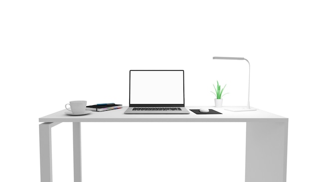 Modern Place of Work Group of Office Equipment and Accessories on the desk