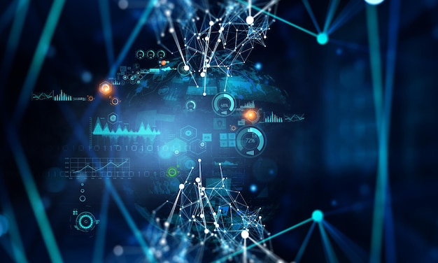 Modern technology interface background. Mixed media