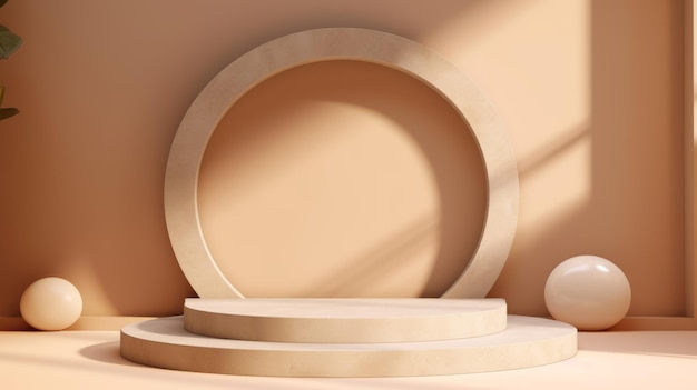 Modern white 3d podium for product display in studio setting ideal stage for showcasing items