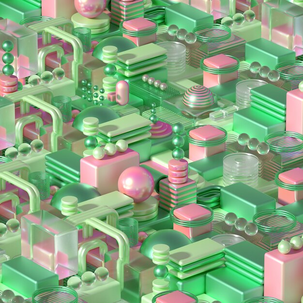 Moderne minimalistisk futuristisk baggrund med kuber og kugler