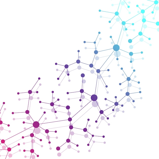 molecule and communication with connected dots and lines. dna molecule structure. graphic background for your design , illustration.