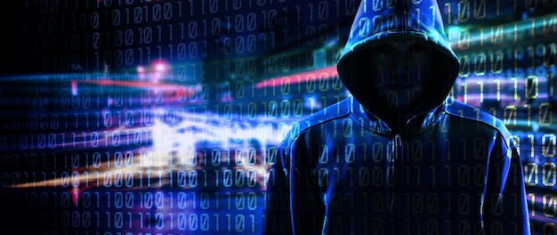 Mørk hacker og binær kode