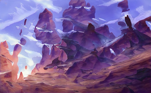 mountains fantasy land alien planet scifi magical landscape different effects