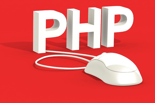 Mouse with PHP word isolated