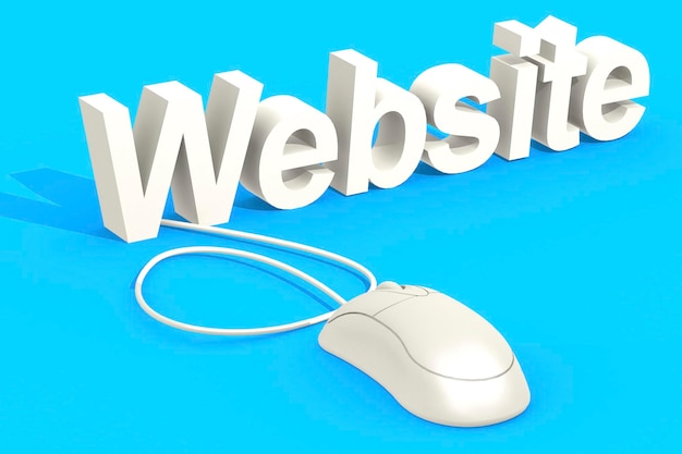 Mouse with website word isolated