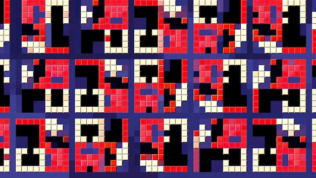 Moving geometric pattern with pixels in retro style motion stylish animation of pixels with moving