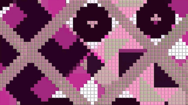 Moving geometric pattern with pixels in retro style motion stylish animation of pixels with moving