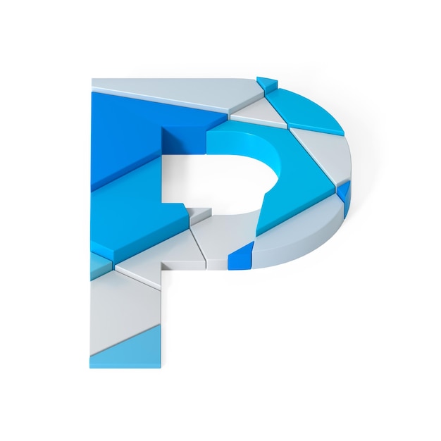 Multicolored Extruded Alphabet P with Isolated on White Background 3d Rendering
