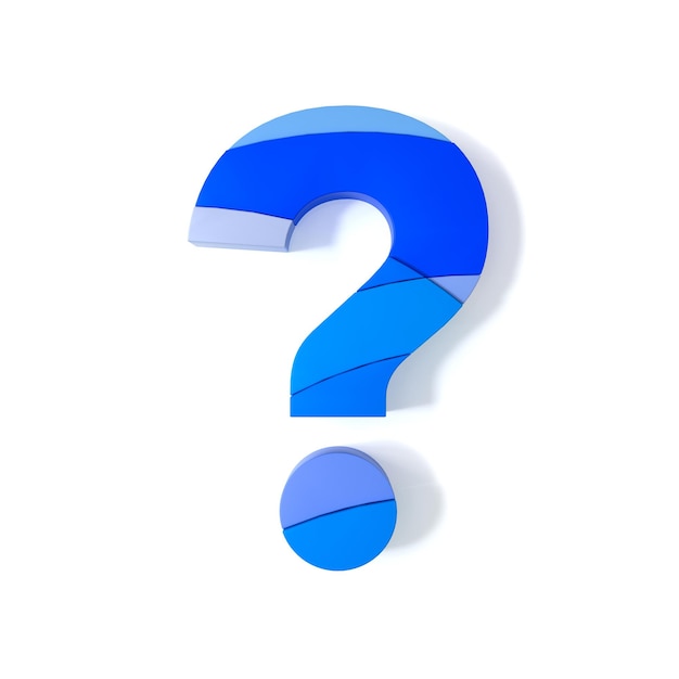 Multicolored Extruded Question Mark Symbol Isolated on White Background 3d Rendering