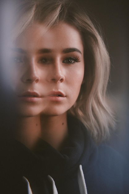 Multiple image of beautiful woman
