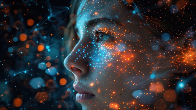 Mystical Portrait with Glowing Lights