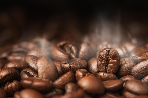 Nærbillede af kaffebønner