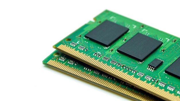 Närbild dator RAM-minne systemminne datordetalj hög upplösning