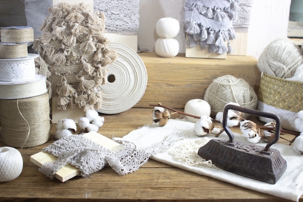 natural wool balls in a basket