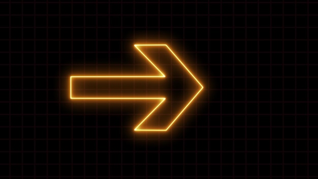 neon arrow sign ocher color arrow points to the right flashing neon icon to the right arrow right neon arrow