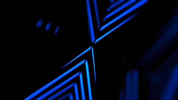 Neon Blue Line Creating an Abstract Geometric Design in a Bold 3D Artwork