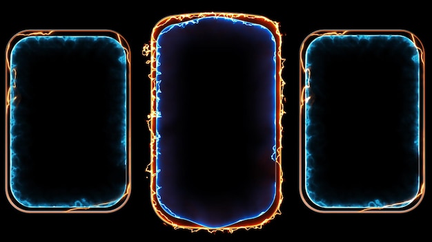 Neon gaming frame effekt glødende firkantet form loopende sort baggrund