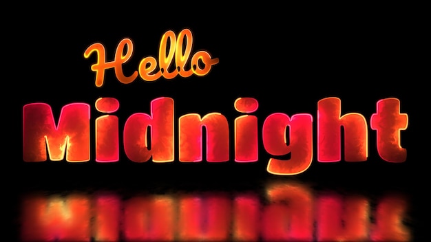 Neon light effect loop midnight text black background