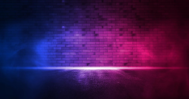 Neon light on neon brick wall